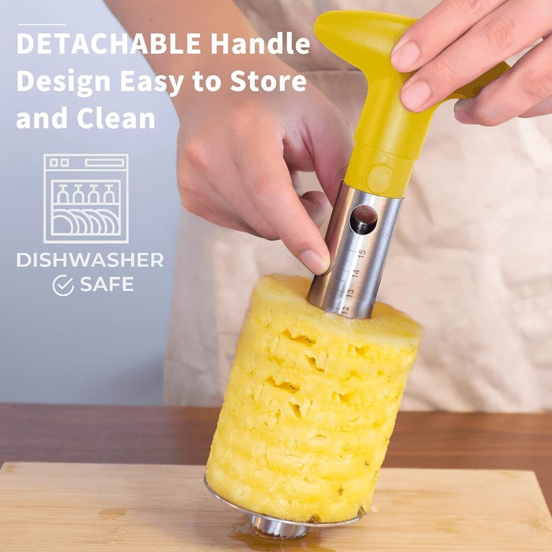 OOKUU Pineapple Corer Cutter, Stainless Steel Fruit Peeler Slicer - Upgraded, Reinforced Thicker Blade, Core Remover with Measure Mark, Kitchen Tool for Diced Pineapple Rings - Image 4